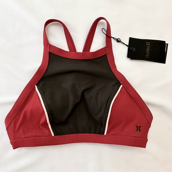 NWT - Women's Hurley Sports Bra - Red/Black/Olive - Size S - Picture 8 of 14
